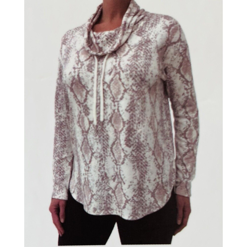 Calvin Klein Women's Pullover Cowl Neck Sweatshirt Snake Print - Size Med